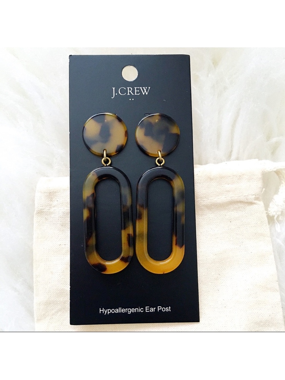 J. Crew Tortoise Drop Link Earrings in Brown and Black